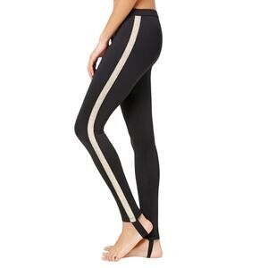 5 for $25| Forever 21 Black Metallic Gold Stripe Stirrup Pants Size L NWT